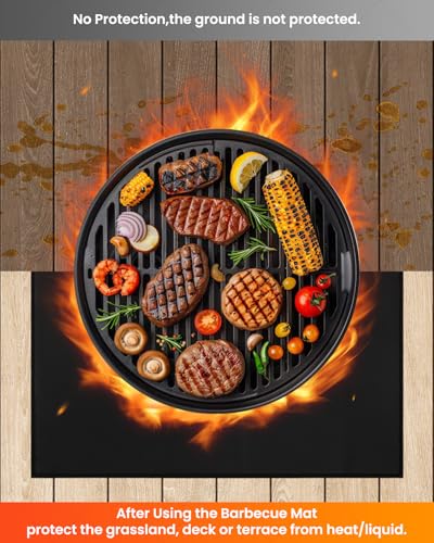 52x40in Under Grill Mats for Outdoor Grill,Double-Sided Fireproof Grill Pad,Indoor Fireplace/Fire Pit Mat,Waterproof Oil Proof Fiberglass Grill Mats, Ground Protection for Outdoor BBQ