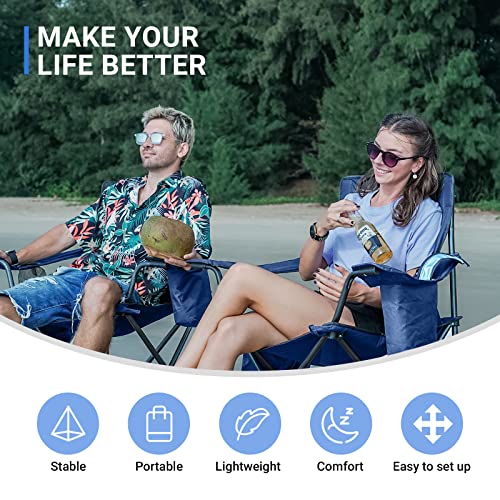 KingCamp Heavy Duty Oversized Comfy Folding Outdoor Portable Lawn Adults Bag Chair with Cooler for Outside Camp, Sports, Picnic, Stadium… - color: Blue, size: 1 Pack