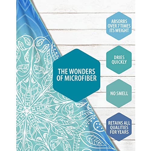 VENTURE 4TH Microfiber Beach Towel: Quick-Dry, Compact, Sand-Free, Absorbent, Sandproof and Lightweight - Perfect for Camping, Beach, and Roadtrips (Blue Mandala Design | 35x78 inches) - color: Blue Mandala, size: Extra Large (78" x 35")