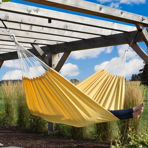 Vivere Double Brazilian Polyester Hammock - 450 lb Weight Capacity - color: Yellow