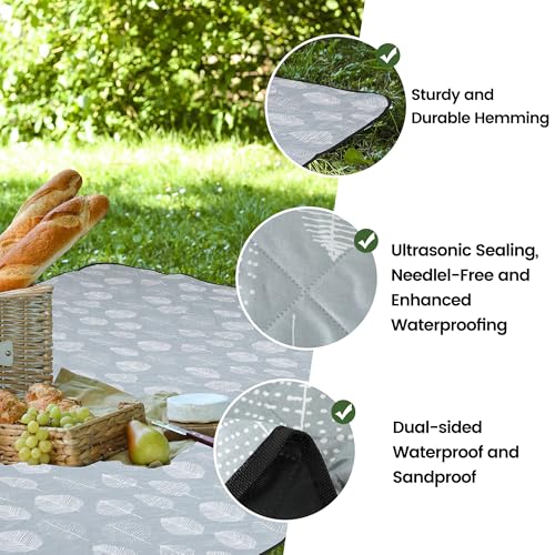 Dimatic Cute Picnic Blankets 78"x78" Extra Large Beach Blankets Waterproof Sand Proof Foldable Portable for Outdoor Family Camping - color: Grey