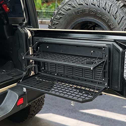 Tailgate Table Rear Foldable Cargo Shelf Aluminum Alloy Storage Shelf MOLLE Panel for Jeep Wrangler JK JKU JL JLU