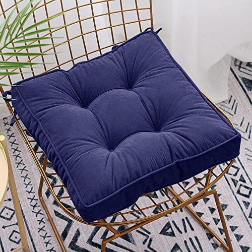 Furlide Chair Cushion with Ties 18 x 18 Inch Indoor Outdoor Cushions for Dining Chairs Set of 2, Square (Navy Blue, 18 x 18 Inch) - color: Navy Blue