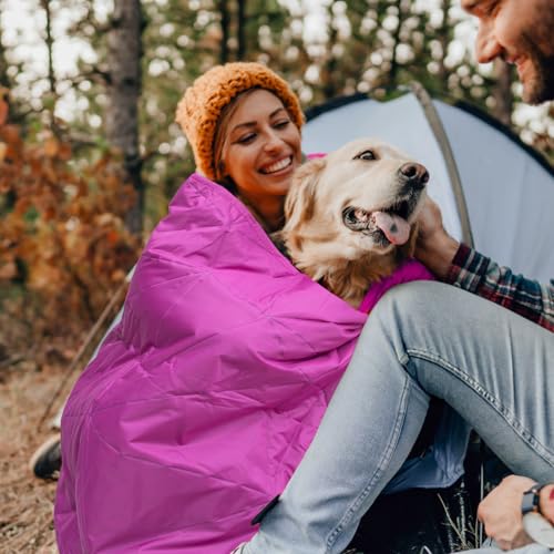 Large Outdoor Waterproof Blanket Extra Thick Fleece Stadium Blanket for Camping, Car, Pet, Picnics - Windproof, Wearable, Machine Washable 80" x 58" (Rose Purple) - color: Rose Purple