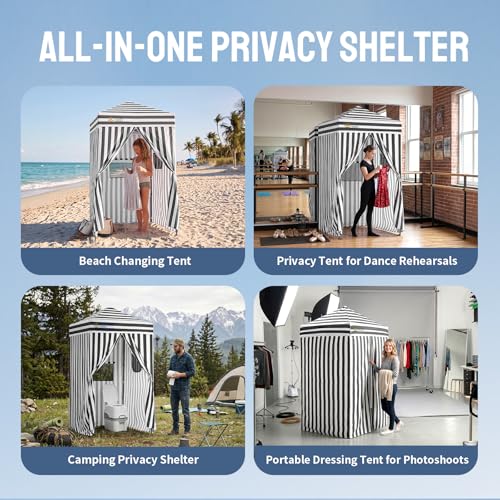 CROWN SHADES 4x4 Pop Up Changing Tent, Patented One-Push Center Lock Portable Changing Room, Privacy Canopy for Camping, Poolside, Beach, Photoshoots, Gray/White - color: Gray/White, size: 4X4 FT