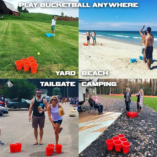 BucketBall | Original, Largest & Most Durable Brand | Supports USA Jobs | Ultimate Outdoor & Tailgate Game | Perfect for Beach, Pool, Lawn, Yard, Camping - color: Giant Yard Pong Edition, style: Combo Pack