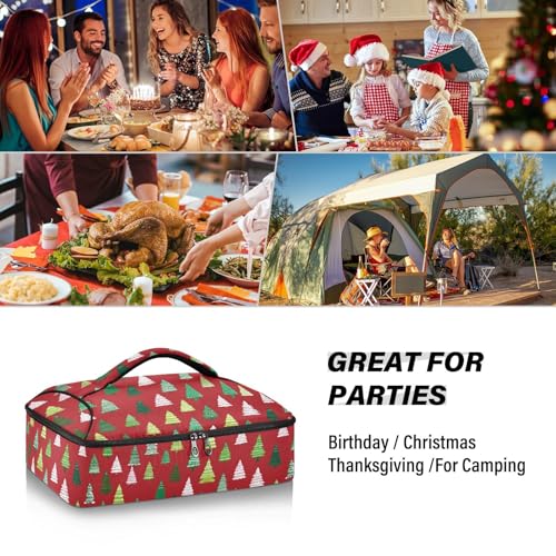 Casserole Carriers for Hot or Cold Food Reusable Casserole Dish Carrier Insulated Thermal Large Capacity Durable Perfect for Party Camping Family Gatherings Yellow Fish - color: Christmas Trees White Green