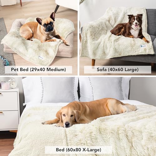 PetAmi Waterproof Dog Blanket for Couch, Bed & Furniture,Reversible Sherpa & Faux Fur Pet Blanket, Leakproof Blanket for Puppy Cat, Washable Soft Calming Pet Couch Protector (29x40, Cream Beige) - color: Beige, size: Medium (29x40)