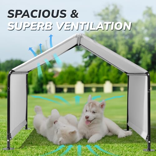 4x4 FT Dog Tent - Outdoor Pet Shade Shelter with UV & Rain Protection, Portable Dog Canopy for Backyard, Camping, Beach - Easy Assembly Steel Frame Waterproof Design for Large Medium Dogs
