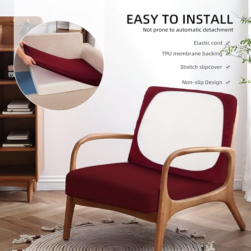 8Pcs Outdoor Cushion Covers, Patio Cushion Covers,Stretch Elastic Slipcovers, Replacement Washable & Reusable Furniture Protector for Patio Couch (Claret,Cover Only) - color: Claret, size: 8Pcs-Solid color