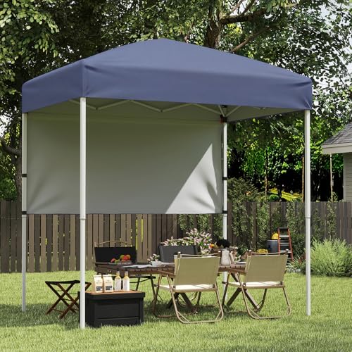 Tangkula 6x4 Ft Pop Up Canopy, UPF 50+ Instant Setup Canopy Tent with Sidewall, 4 Stakes, Portable Outdoor Canopy with Carrying Bag for Camp, Beach, Patio (Grey) - color: Gray