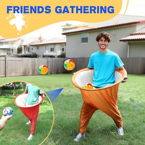 Granny Pants Yard Game Set for Adults, Oversized Granny Pants with 5 Bouncy Balls and 1 Pump, Fun Tossing Games Props for Outdoor Parties, Group Gatherings and Family(Black and Red Stripes) - color: Black and Red, size: Large