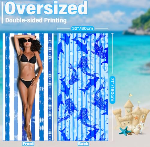 2 Pack Lightweight Thin Microfiber Beach Towel Sand Free Quick Dry Absorbent Compact Soft Pool Swim Travel Towels Extra Large Oversized Beach Accessories packable Essentials Stuff Gifts for Adult - color: 2 Pack Blue Peank Dream World, size: 32x71 Inch