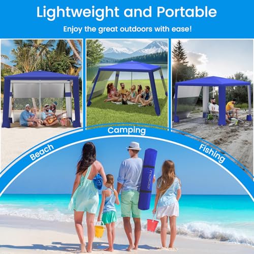 MoKo Beach Cabana, 8'×8' Large Beach Canopy with Side Wall, UPF 50+ Protection Easy Setup Beach Tent Sun Shelter, Adjustable Height Wind Resistant Cabana Beach Tent for Whole Family, Navy Blue - color: Navy Blue