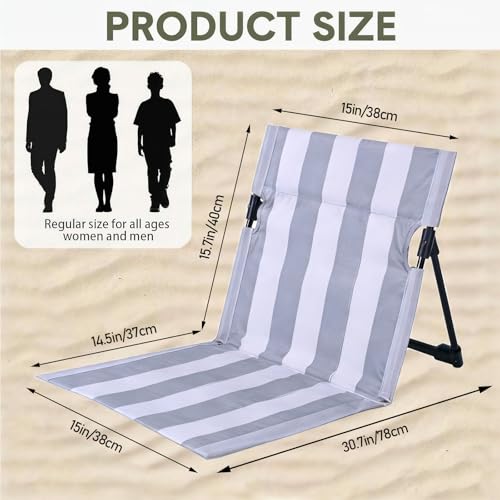 Stripes Foldable Pool Chair,Ultra-Light Portable Beach Chair with Carry Bag for Sunbathing Swimming Poolside Picnic Lawn Road Hiking Trips (1, Grey and White) - color: Grey and White