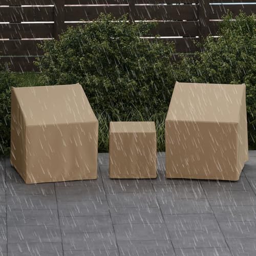 Tangkula Patio Furniture Covers 3 Piece Set, Waterproof Outdoor Conversation Covers for 3 Pieces Bistro Set, Heavy Duty Sofa Cover Set for 2 Chairs & Side Table, 32” x 30” x 32”, 19.5” x 19.5” x 21” - size: 32" W x 30" D x 32" H