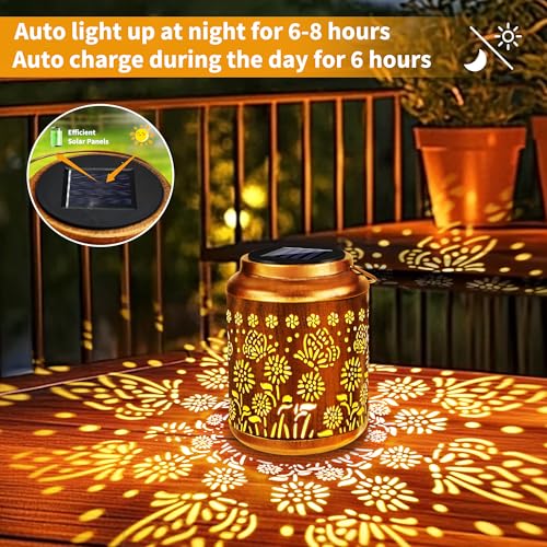 Brizled Butterfly Solar Lantern Lights 2 Pack, Warm White Christmas/Birthday Gift for Women Mom Grandma, Waterproof Hanging Solar Butterfly Lights, LED Lanterns for Garden Patio Path Tabletop Decor - size: 2 Pack, style: Butterfly-W