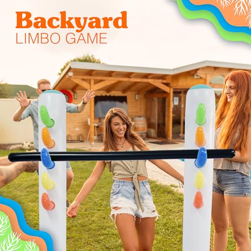 4E's Novelty Inflatable Limbo Game for Kids Adults 62" Luau Party Game, Indoor Outdoor Inflatable Lawn Yard Games, Summer Hawaiian Birthday Activity Carnival Game