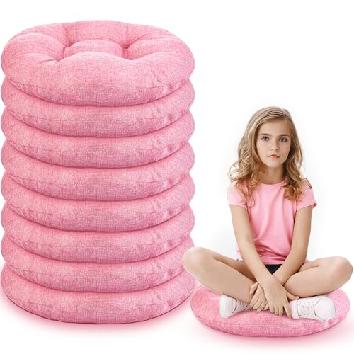 Fumete 8 Pcs 16 Inch Round Floor Cushions for Kids and Toddlers, Flexible Seating Classroom Furniture Floor Pillow for Home, Daycare, Preschool, Yoga and Meditation (Pink) - color: Pink