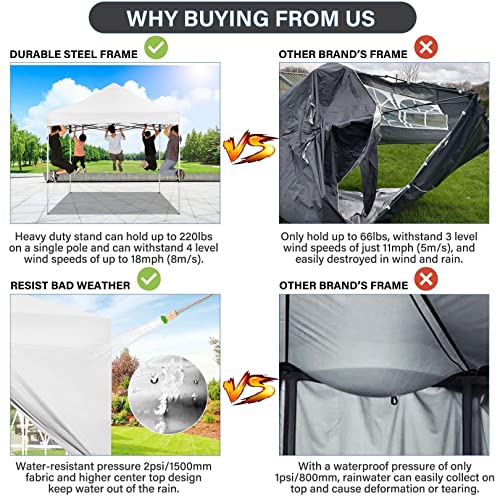 COBIZI 10x10 Pop Up Canopy Tent 10x10 Canopy with 4 Sidewalls Waterproof Heavy Duty Commercial Canopy Tent for Parties Outdoor Garden Gazebo, Carry Bag with Wheel(10x10ft, White) - color: White, size: 10x10ft 4 Sidewalls