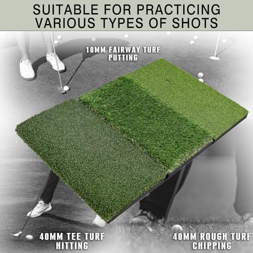 Premium Golf Hitting Mat, 10mm Foam Padding with Rubber Backing Golf Mat, Golf Practice Mat for Indoor and Outdoor Training - style: Tri-Turf Mat