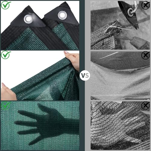 80% Shade Cloth,Chicken Coop Shade Cover, Sturdy Sunblock Mesh Tarp with Grommets for Patio Plants Greenhouse Kennel Porch Pergola Sun Protection Neting Cover - size: 6.5×6.5FT