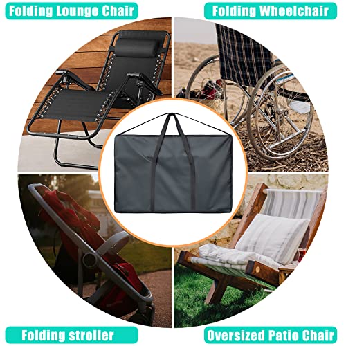 Kovshuiwe Large Outside Chair Storage Bag, 600D Chair Carry Bag for Zero Gravity Chair Cover, Heavy Duty Folding Lounge Chair Carrying Case, Extra Large Moving Bags with Zippers