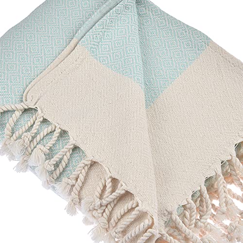 Beach Towel | Cotton Beach Towels, Easy to Carry, Sand Free, Highly Absorbent, Quick Dry, Turkish Towels for Travel Camping Bath Sauna Beach Gym Pool Yoga SPA by Lahammam, Diamond, Aqua - color: Aqua, size: Diamond