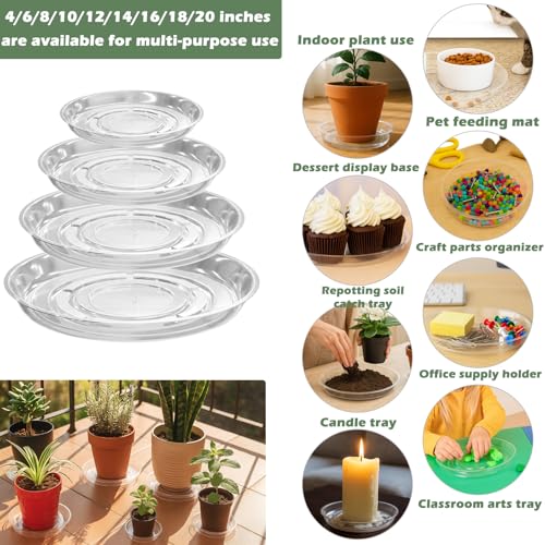 30 Packs 20" Clear Plant Saucers for Indoor Outdoor Use Heavy Duty Plastic Plant Trays for Planter Flower Pot Drip Trays to Catch Water, Bulk 4 to 20 Inch, Round Transparent - size: 20 inches