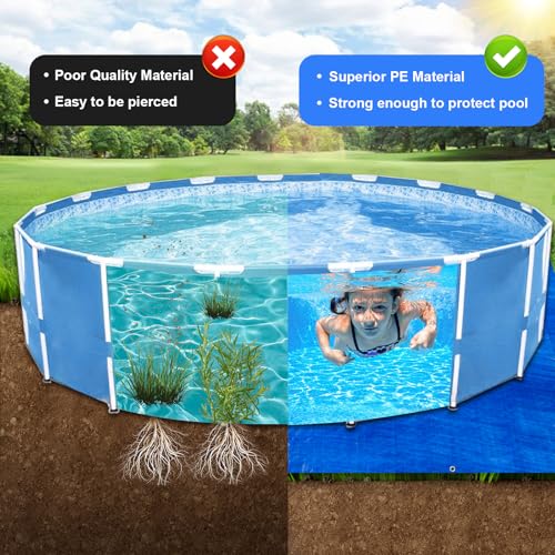 succulentlovers 17FT Double Sided Pool Floor Mat - Square Pool Liner Pool Pads for Above Ground Pool Heavy Duty Swimming Pool Tarps Ground Cloth for Preventing Punctures & Extending Liner's Life