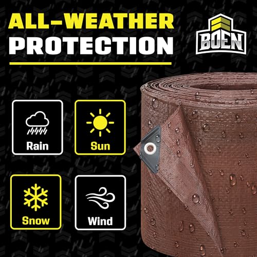 Multi-Purpose Large Tarp Waterproof Cover | Brown, 10' x 10' 5 Mil Thick | Rip Proof Tarps | Thick Weave Material, UV Resistant Great for Tarpaulin Canopy Tent, Boat, RV or Pool Cover - color: Brown - 5 Mil, size: 10' x 10'