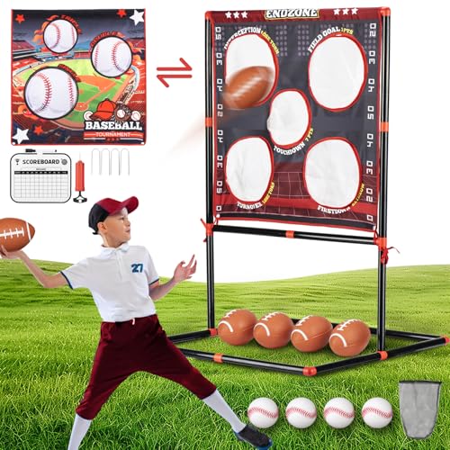 VROGTIK 2-in-1 Football & Baseball Toss Game for Kids Ages 3-8 - Outdoor Garden Toy for Backyard, Beach & Camping, Family Party Fun Sports Toy
