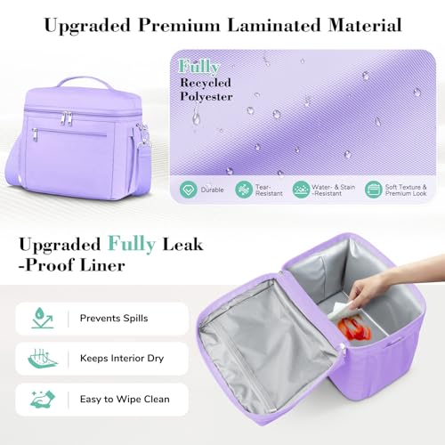 DALINDA Insulated Lunch Bag Lunch Box for Women Men,Leak-Proof Cooler Bag Lunchbox Lightweight for Work Picnic,Study,Beach,Camping,Travel - color: Purple, size: 7L Medium · Compact Size