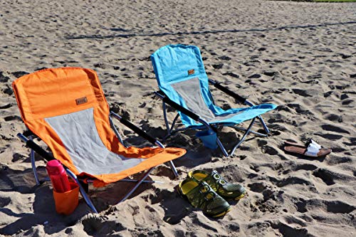 Nice C Low Beach Chair, Beach Chairs for Adults 2 Pack, Sling, Folding, Portable, Concert, Kids, Boat, River, Sand Chair, Sillas De Playa, with Cup Holder & Carry Bag (Set of 2 Orange) - color: Carrot_2
