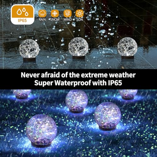 JKIMK Solar Globe Lights Outdoor Waterproof-Solar Balls for Garden-Cracked Glass Ball Solar Lights Outdoor-Solar Orbs for Outside-Outdoor Decorations for Patio and Yard Lawn Backyard Decor - color: Multicolor, size: 4 Globes