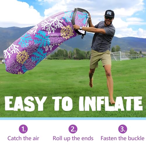 AlphaBeing Inflatable Lounger Beach Chair Accessories, Air Sofa Hammock Inflatable Couch for Camping Backyard Lakeside with Compression Sacks, Ideal Outdoor Gifts for Adults - color: Coral Purple
