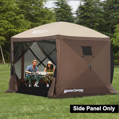 MASTERCANOPY Wind Screen Side Panel with Window for 12x12 Escape Screen Shelter Canopy Tent - Weatherproof, UV Resistant Sun Shade Attachment Accessory (Beige, 1 Pack) - color: Brown, size: 12x12