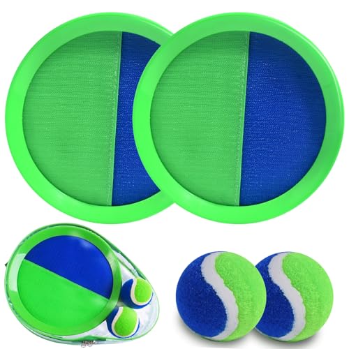 Toss and Catch Ball Set, Paddle Catch Ball and Toss Game for Kids, Great Beach Games/Backyard Games/Outdoor Games for Kids and Family - size: 2 Paddles, 2 Balls