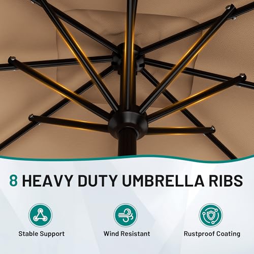 AreShark 8 X 10 FT Large Rectangular Patio Umbrella with Valance, Outdoor Table Market Umbrella w/Crank & 8 Ribs, Rectangle Outdoor Umbrellas for Garden, Deck, Yard and Poolside, Beige - color: Beige, size: 8x10 Ft