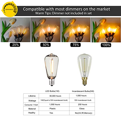 DAMAING Outdoor String Lights 150 FT Patio Lights String with 75 Dimmable ST38 Plastic LED Bulbs,Vintage Shatterproof Edison String Lights Waterproof for Bistro Balcony Backyard and Gazobos. - color: Black, size: 150 Feet