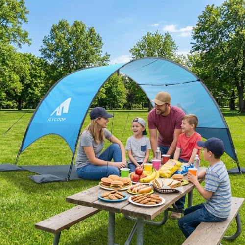 2026 Upgraded Beach Umbrella Canopy with UPF 50+ UV Protection – Portable Beach Tent for Sun, 360° Ventilation, 4 Sandbags, Dual Pockets, Stakes & Ropes, 106 * 65 * 61 inch for 4 People - style: 106*65*61 inch