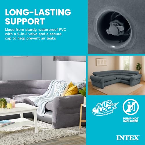 Intex Inflatable Corner Sofa, L-Shaped Couch, Blow Up Air Furniture