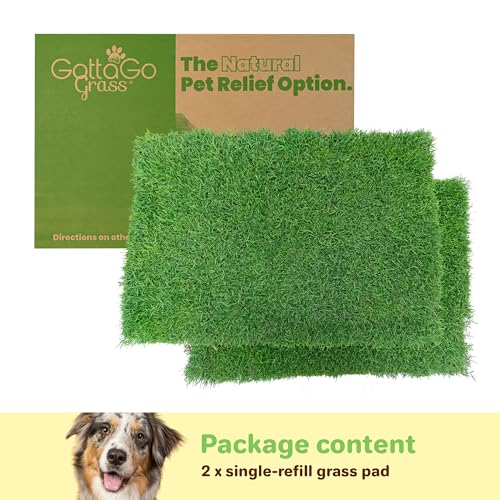 Gotta Go Grass - Real Dog Grass for Pet Training, Natural Grass Patch Potty, Dog Grass Pad Refill, Puppy Potty Training, Dog Accessories, Perfect Indoor/Outdoor Portable Potty (2 Pack, 16" x 24") - size: 2 Pack, Refill (no tray)