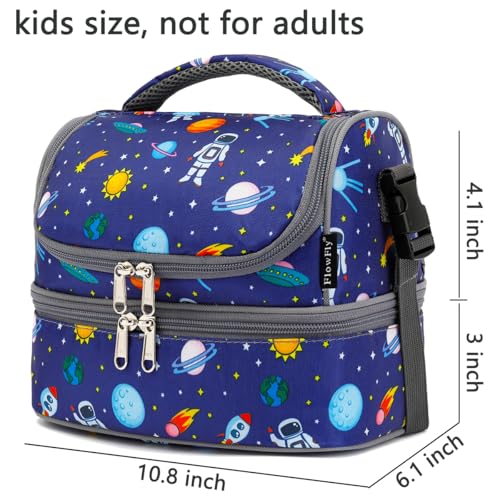 FlowFly Kids Double Decker Cooler Insulated Lunch Bag Large Tote for Boys, Girls, Men, Women, With Adjustable Strap, Astronaut - color: Astronaut