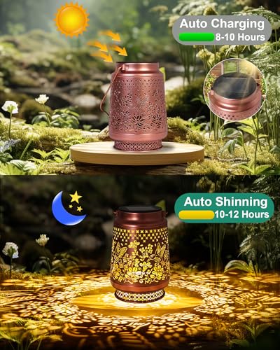 Mothers Day Gifts for Mom, Solar Lanterns Outdoor Waterproof Hummingbird Garden Decor Birthday Gifts for Women Mom Grandma Sister Solar Lights Outside Decorations for Backyard, Patio, Porch - style: Hummingbird with Flower