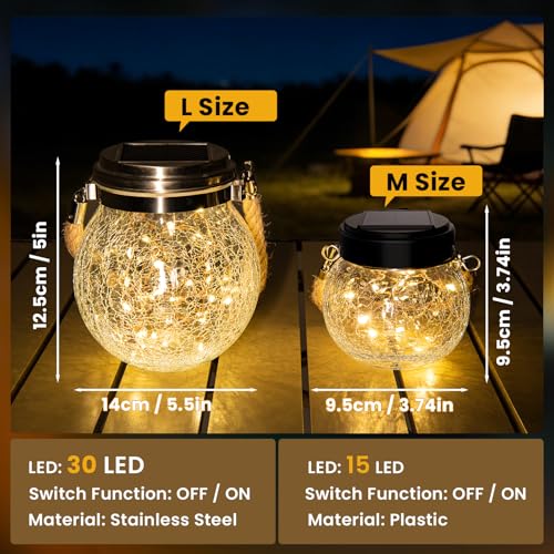 ROSHWEY Solar Lantern Gifts for Women, 4 Pack Hanging Garden Decor Lights Outdoor Waterproof with 30 LED for Halloween Christmas Easter Gift - size: L Size, 4 Pack