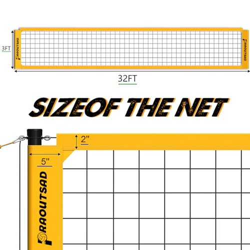 Heavy Duty Volleyball Net for Backyard, Professional Portable Outdoor Volleyball Net Set with Adjustable Aluminum Poles, Winch System, Anti-Sag Design, Carrying Bag for Beach and Grass - color: yellow