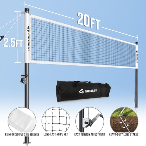 Professional Badminton Set with Carbon Fiber Badminton Rackets Set of 4, Outdoor Portable Badminton Net with Anti-Sag Winch System, 4 Nylon Badminton Shuttlecocks and Bag - color: B-White
