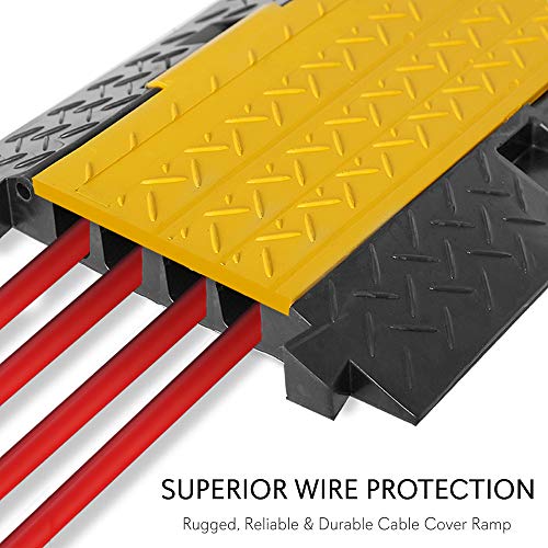 Pyle Durable Cable Protective Ramp Cover - Supports 33000lbs 4-Channel Heavy-Duty Cord Protection w/Flip-Open Top Cover, 31.5” x 16.1” x 3.14” Cable Concealer for Indoor/Outdoor, 2 Pack PCBLCO106X2 - style: 2 Pack