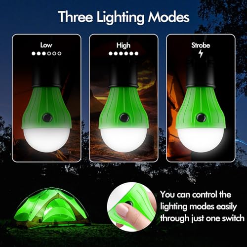 FLY2SKY Portable LED Tent Lamp, Clip Hook Hurricane Emergency Light Bulb, Camping Equipment Lanterns for Hiking, Backpacking Outage, B-CLOSED-HOOK, 4 Packs - style: B-CLOSED-HOOK